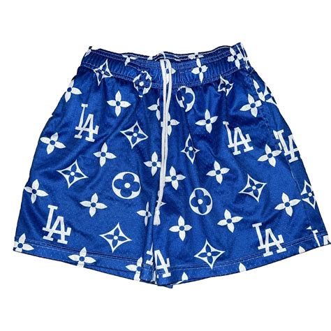 blue and white lv shorts